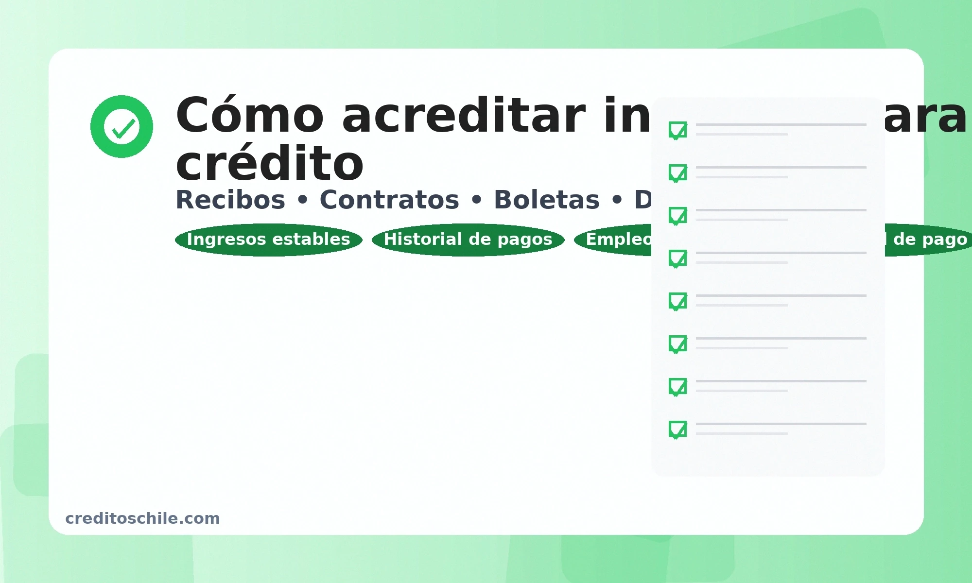 Acreditar ingresos para solicitar un crédito: boletas, contratos y capacidad de pago verificada — creditoschile.com