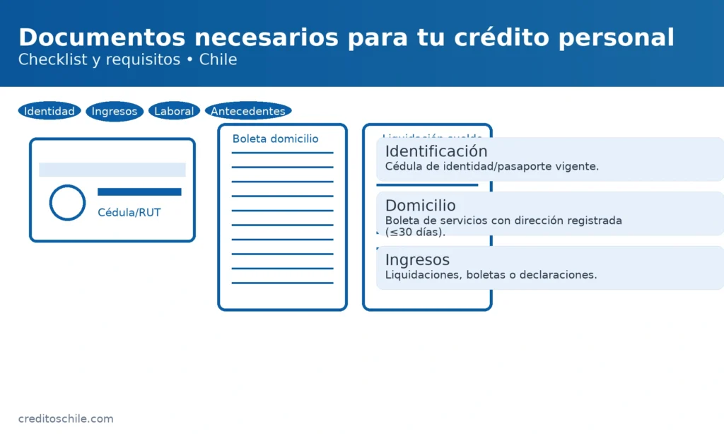 Documentos para crédito personal en Chile: cédula de identidad, boleta de domicilio y liquidación de sueldo — creditoschile.com