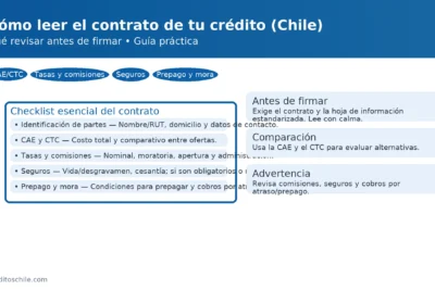 Cómo leer el contrato de tu crédito en Chile: checklist esencial (identificación de partes, CAE y CTC, tasas y comisiones, seguros, prepago y mora) — creditoschile.com