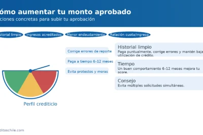 Cómo aumentar el monto aprobado: mejora tu historial crediticio (pago puntual, corrección de errores, baja utilización) para subir el score — creditoschile.com