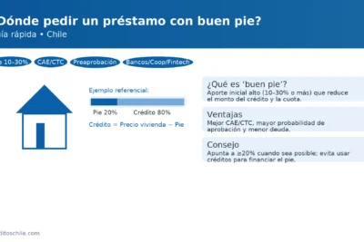 ¿Qué es un préstamo con buen pie? Ejemplo referencial: pie 20% y 80% de crédito; ventajas en CAE/CTC y cuota — creditoschile.com