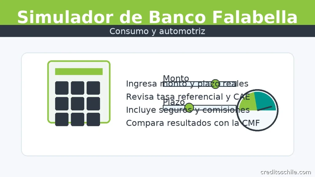 Simulador de Banco Falabella: monto, plazo y CAE para crédito de consumo o automotriz