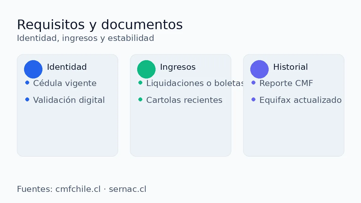 Requisitos y documentos para créditos rápidos en Chile: identidad, ingresos y historial
