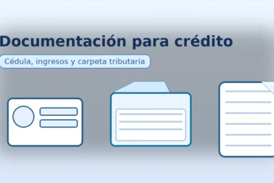 Banner con cédula, carpeta y documento; representa los papeles básicos para solicitar un crédito de consumo en Chile