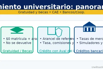 Financiamiento universitario en Chile: gratuidad y becas, CAE y créditos bancarios con puntos clave