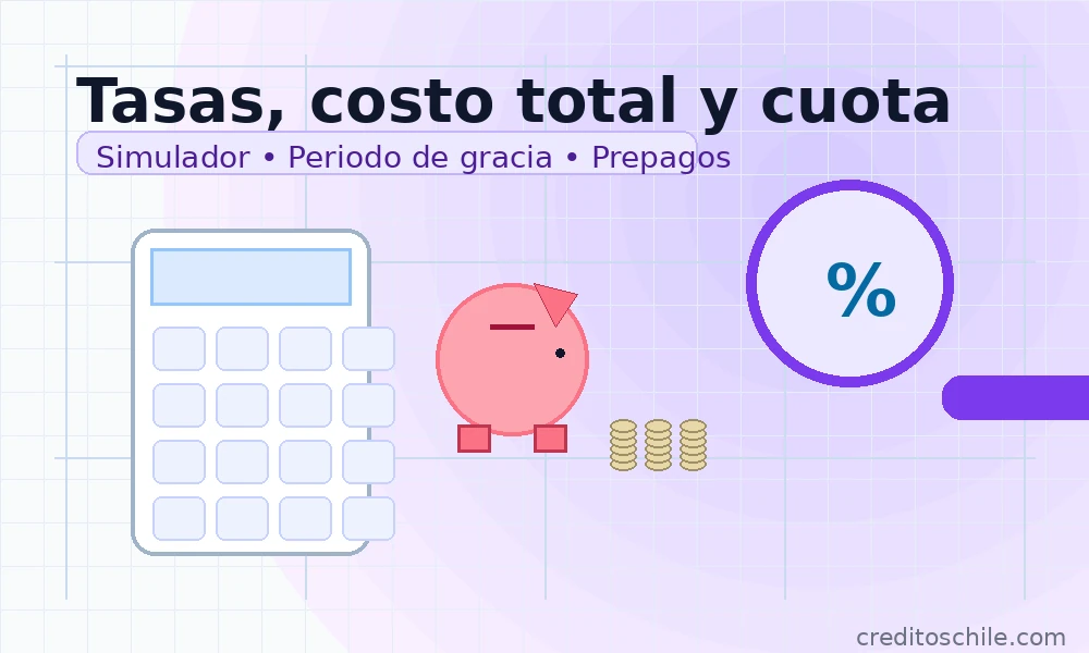 asas, costo total y cuota (simulador, gracia, prepagos)
