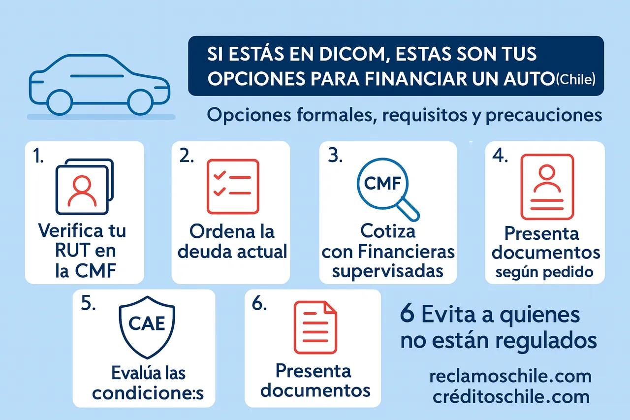 Opciones de financiamiento automotriz si estás en DICOM: comparativa, pasos y verificación de RUT